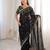 Black color beautiful sequins work heavy partywear saree