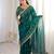 Rama color beautiful sequins work heavy partywear saree