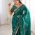 Rama color beautiful sequins work heavy partywear saree