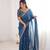 Teal blue color beautiful sequins work heavy partywear saree
