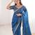 Teal blue color beautiful sequins work heavy partywear saree