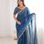 Teal blue color beautiful sequins work heavy partywear saree