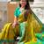Lemon yellow silk blend ikkat and patola weaving concept saree & contrast blouse