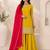 Yellow natural crepe silk sharara suit set with dupatta