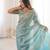 Sky blue color beautiful sequins work heavy partywear saree