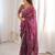 Wine color beautiful sequins work heavy partywear saree
