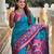 Sky blue silk blend ikkat and patola weaving concept saree & contrast blouse