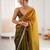 Mahendi color beautiful fendy satin fabric girlie looks stylish saree