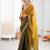 Mahendi color beautiful fendy satin fabric girlie looks stylish saree