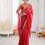 Red color beautiful fendy satin fabric girlie looks stylish saree