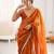 Mustard color beautiful fendy satin fabric girlie looks stylish saree