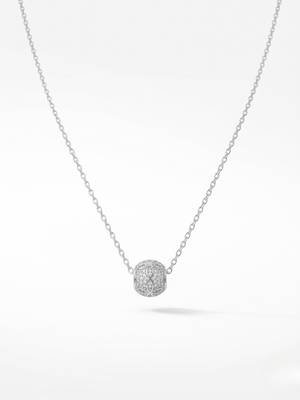 925 Sterling Silver Pave Sphere Pendant  Necklace Set , CZ Ball Pendant Set  1