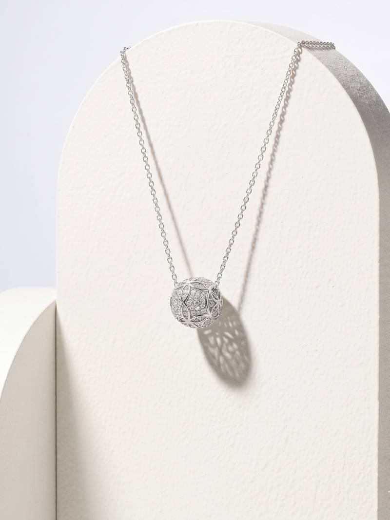 925 Sterling Silver Pave Sphere Pendant  Necklace Set , CZ Ball Pendant Set 