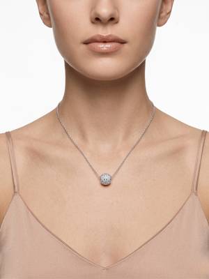 925 Sterling Silver Pave Sphere Pendant  Necklace Set , CZ Ball Pendant Set  5