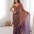 Lavender color stylish bollywood looks fendy satin fabric saree