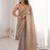 Chiku color stylish bollywood looks fendy satin fabric saree
