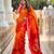 Orange art silk ikkat and patola weaving concept saree & contrast blouse