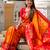 Orange art silk ikkat and patola weaving concept saree & contrast blouse