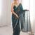 Teal color stylish bollywood looks fendy satin fabric saree