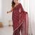 Maroon color stylish bollywood looks fendy satin fabric saree
