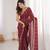 Maroon color stylish bollywood looks fendy satin fabric saree