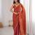 Orange color stylish bollywood looks fendy satin fabric saree