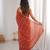 Orange color stylish bollywood looks fendy satin fabric saree