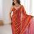 Orange color stylish bollywood looks fendy satin fabric saree