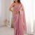 Pink color stylish bollywood looks fendy satin fabric saree