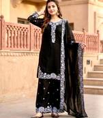 Black chanderi embroidered kurta-sets