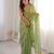 Pista color stylish bollywood looks fendy satin fabric saree