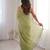 Pista color stylish bollywood looks fendy satin fabric saree