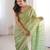 Pista color stylish bollywood looks fendy satin fabric saree