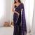Purple color stylish bollywood looks fendy satin fabric saree
