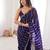 Purple color stylish bollywood looks fendy satin fabric saree