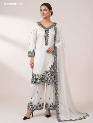 White crepe embroidered kurta-sets 1