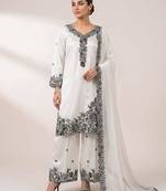 White crepe embroidered kurta-sets