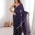 Purple color stylish bollywood looks fendy satin fabric saree