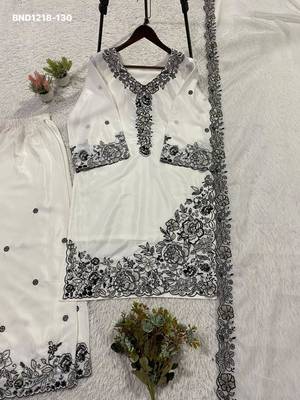 White crepe embroidered kurta-sets 4