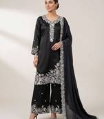 Black crepe embroidered kurta-sets