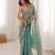 Sky blue color stylish bollywood looks fendy satin fabric saree