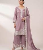 Mauve crepe embroidered kurta-sets