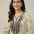 Off-white cotton blend embroidered kurta-sets