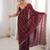 Wine color stylish bollywood looks fendy satin fabric saree