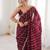 Wine color stylish bollywood looks fendy satin fabric saree