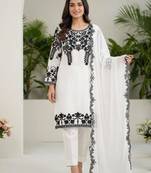 White georgette embroidered kurta-sets
