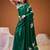 Green color satin silk fabric designer floral printed ceremonial saree