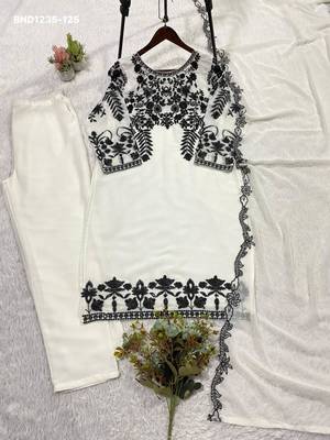 White georgette embroidered kurta-sets 2