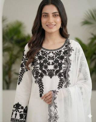 White georgette embroidered kurta-sets 3