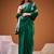 Green color satin silk fabric designer floral printed ceremonial saree
